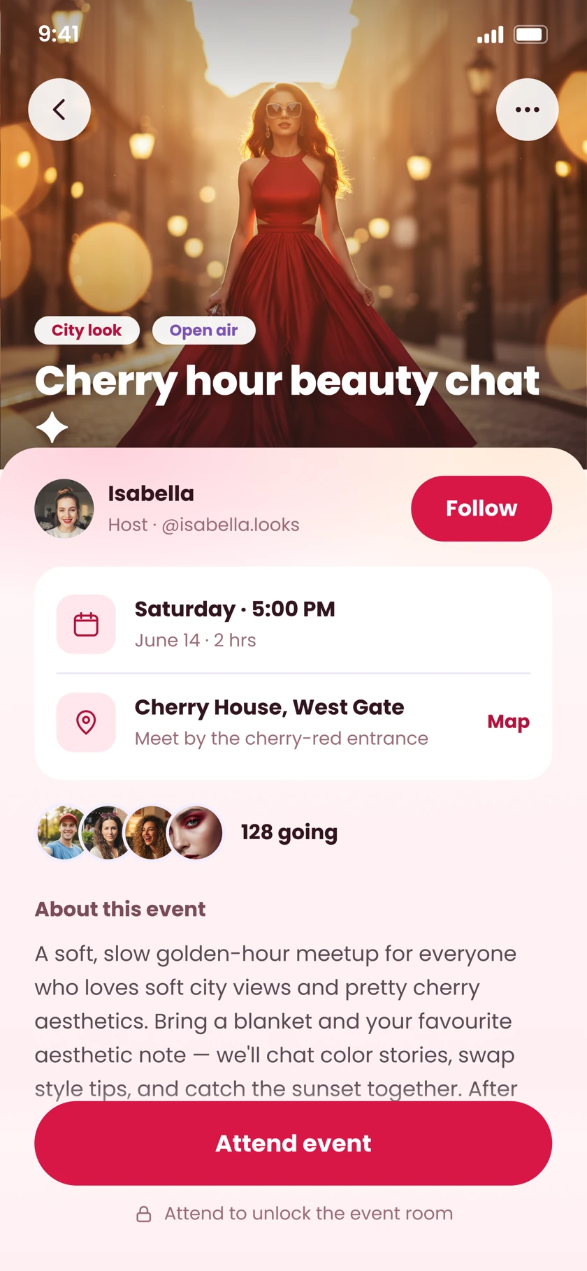 Beuniy event app screen