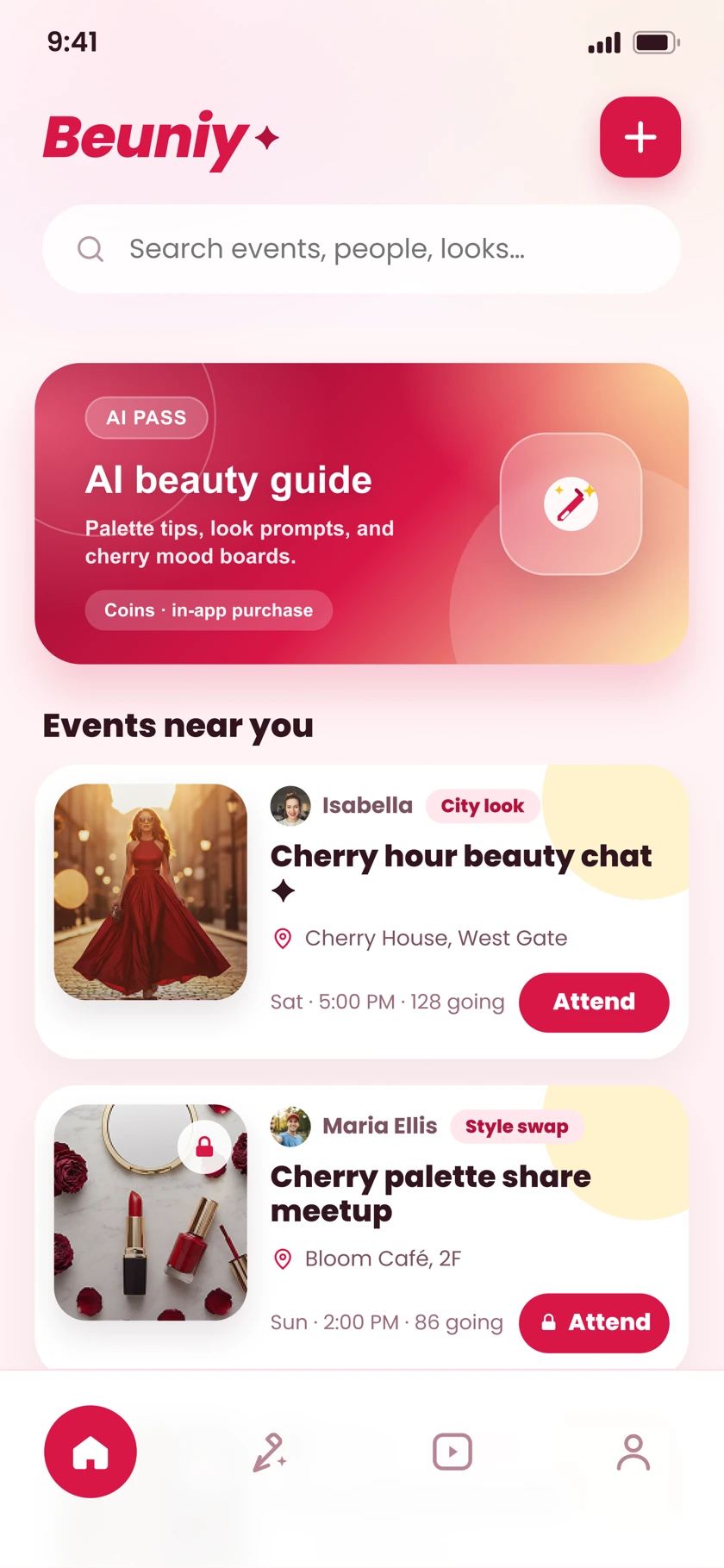 Beuniy home app screen